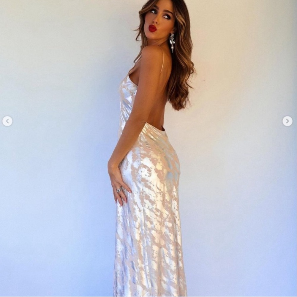RARE METALLIC PRINT SLIP DRESS - Picture 4 of 17